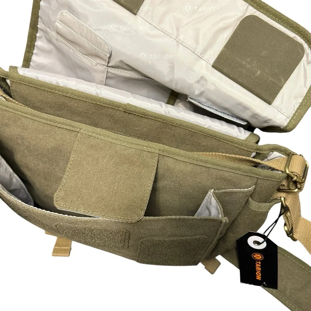 Tarion‎ RS01 Camera Messenger Bag DSLR Shoulder Padded Green Canvas NWT